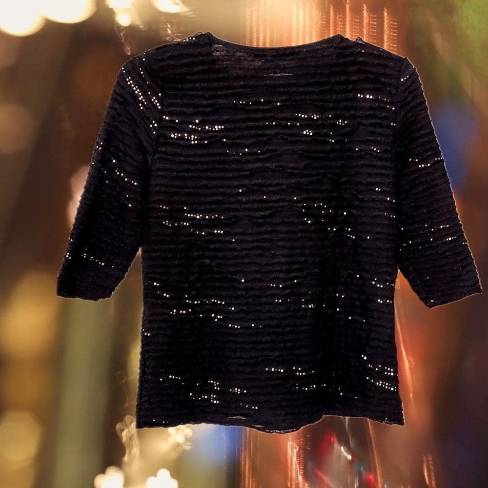 Gold Sequins NOTATIONS Black Top